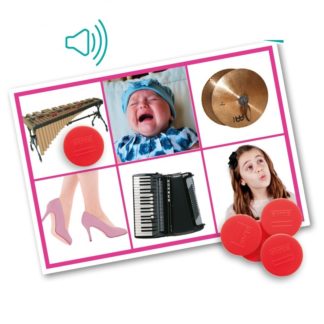 Hra - Zvuky činností a hudobné nástroje (25 zvukov a ich názvy)